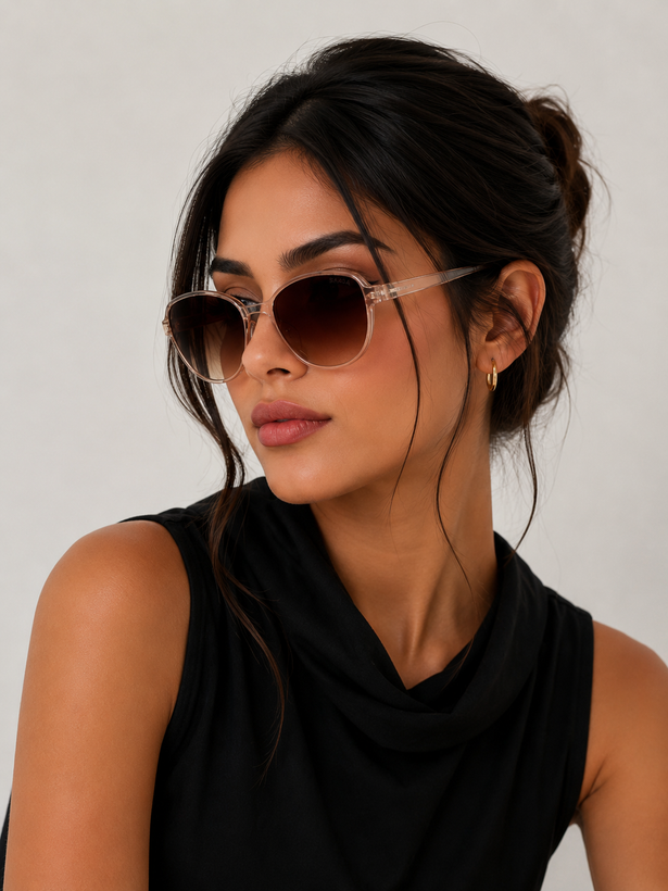 عینک آفتابی زنانه uv400 برند Skada فریم شکلاتی ||تست مجازی روی چهره قبل از خرید||