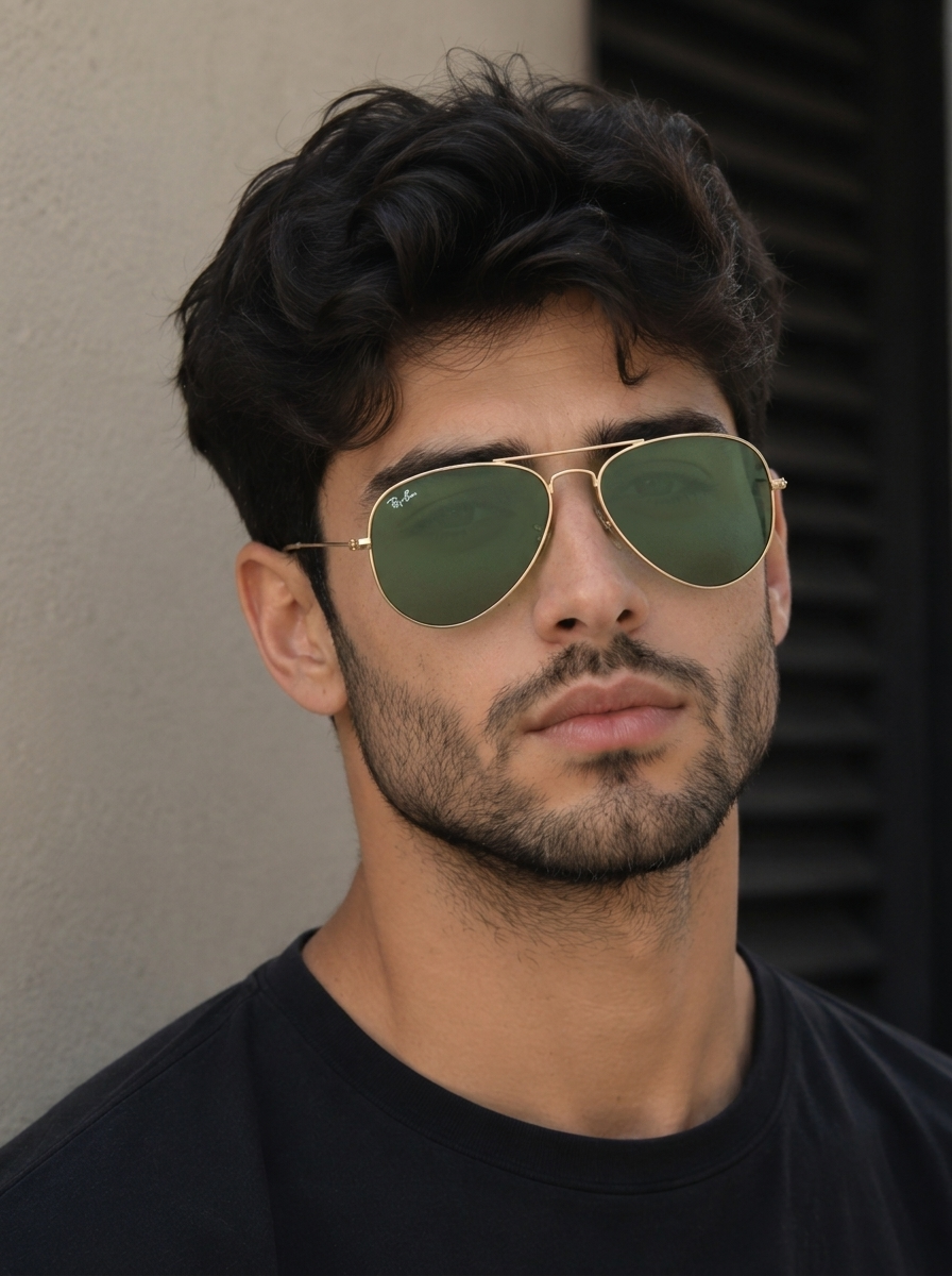 عینک آفتابی فلزی مردانه  برند Rayban ||تست مجازی روی چهره قبل از خرید||