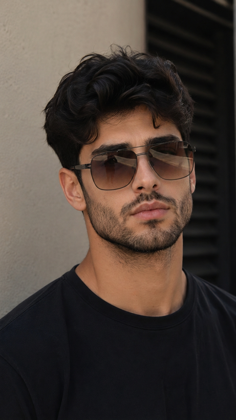 عینک آفتابی مردانه فریم فلزی برند Rayban ||تست مجازی روی چهره قبل از خرید||