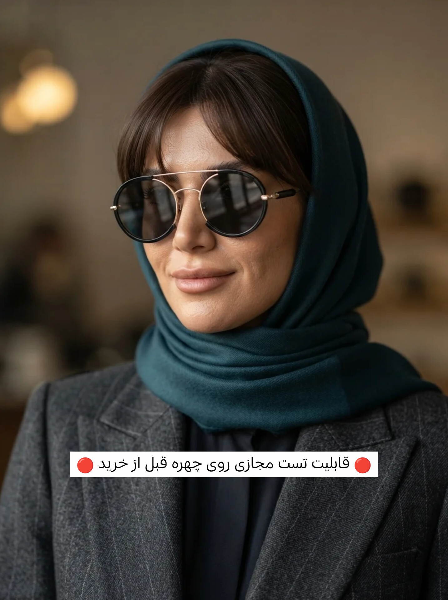 عینک آفتابی زنانه UV400 برند Gucci فریم فلزی||تست مجازی روی چهره قبل از خرید||